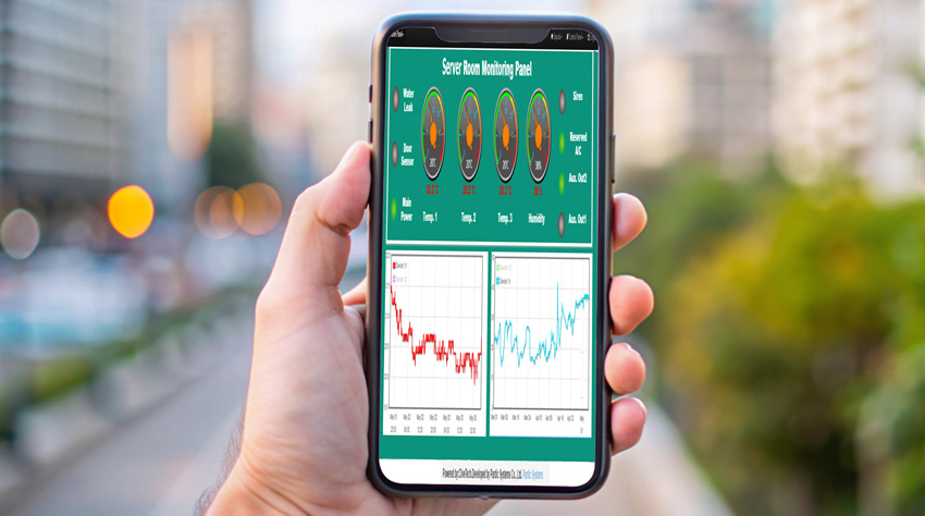 هشدار روی گوشی موبایل در سیستم مانیتورینگ اتاق سرور پاردیک